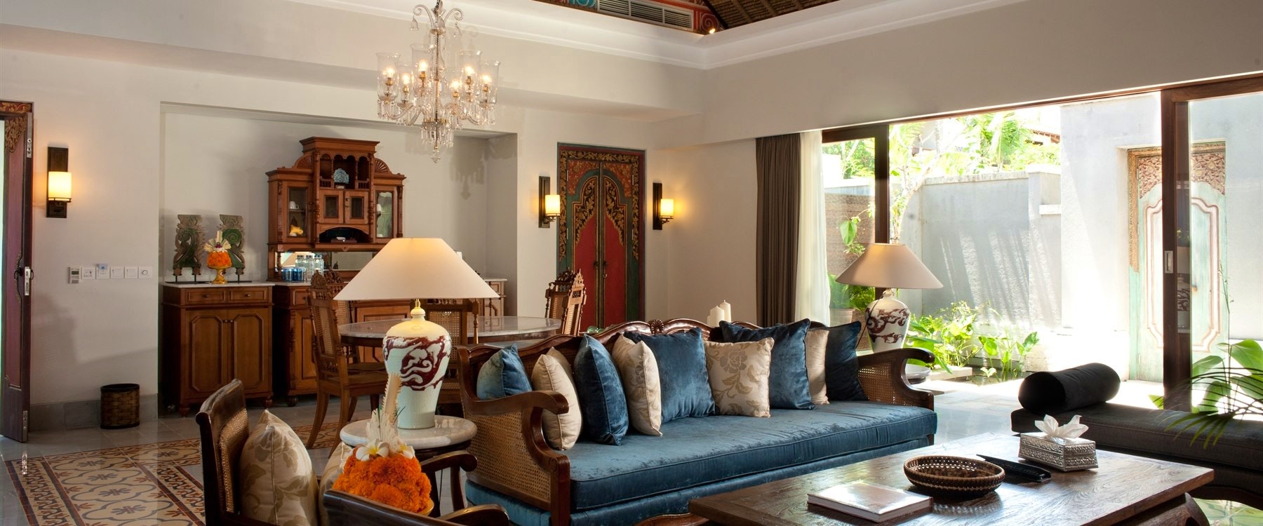 Two bedroom Legong Villa suite living room area at Sudamala Suites & Villas