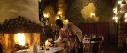 Dinner by fireplace at Ngorongoro Serena Safari Lodge