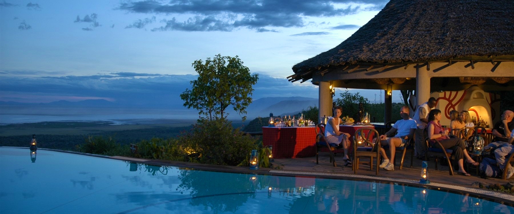 Cocktails by the pool at Lake Manyara Serena Safari Lodge