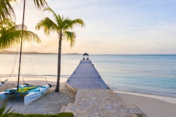 Beautiful jetty at Jumby Bay Island, Antigua, Caribbean
