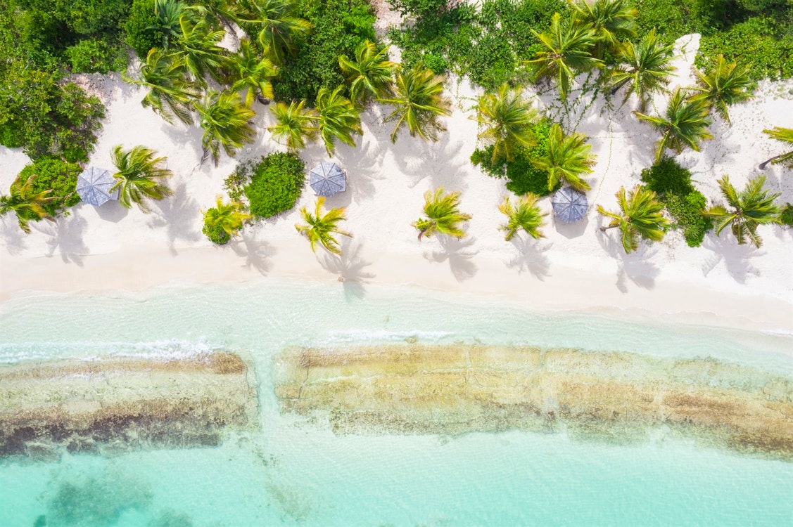 The beach at Jumby Bay Island, Antigua, Caribbean