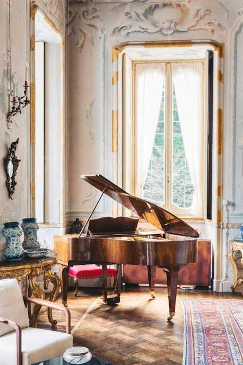 Grand Piano in the Living Room at Villa Sola Cabiati