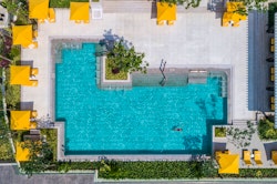 Aerial View of Pool Area, Shangri-la Hotel, Colombo, Sri Lanka