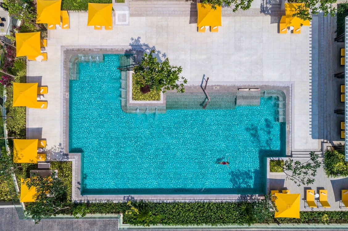 Aerial View of Pool Area, Shangri-la Hotel, Colombo, Sri Lanka