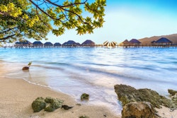 beach view at le tahaa island resort  spa tahiti french polynesia