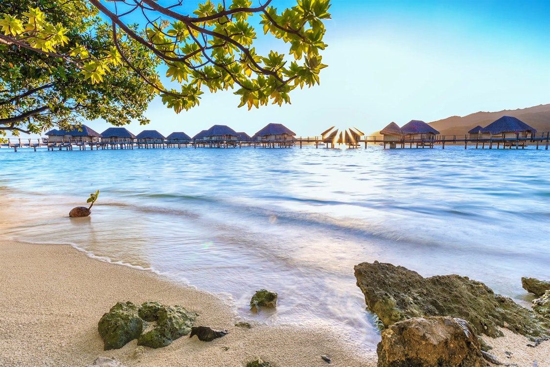 beach view at le tahaa island resort  spa tahiti french polynesia
