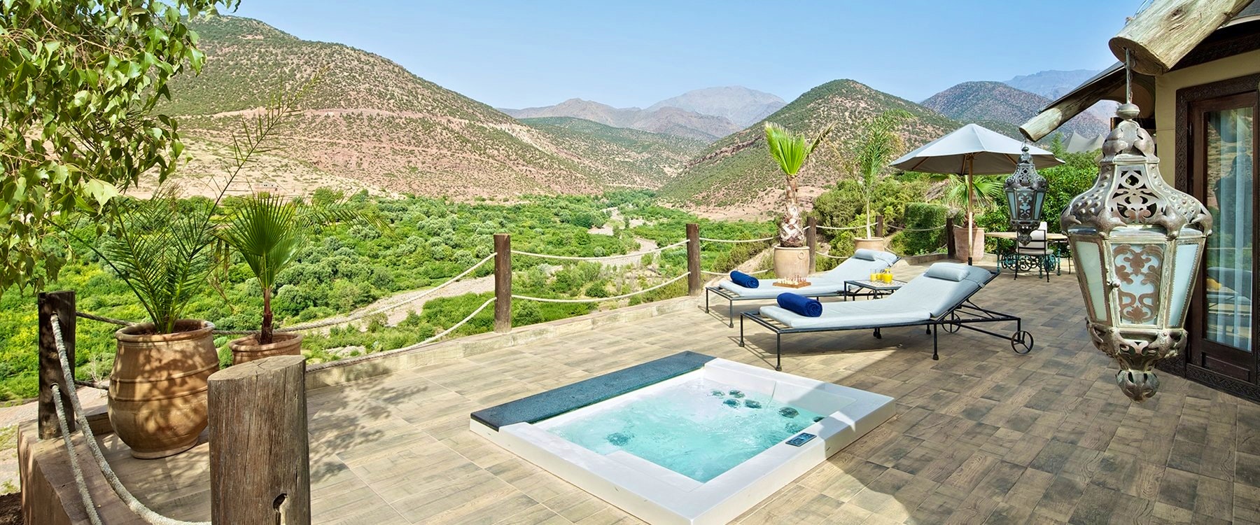 Berber Tent Deck at Kasbah Tamadot, Marrakech, Morocco