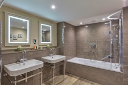 Veranda Suite Bathroom at The Fish, Farncombe Estate, England, UK