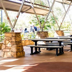 Outdoor dining area, Cooinda Lodge Kakadu