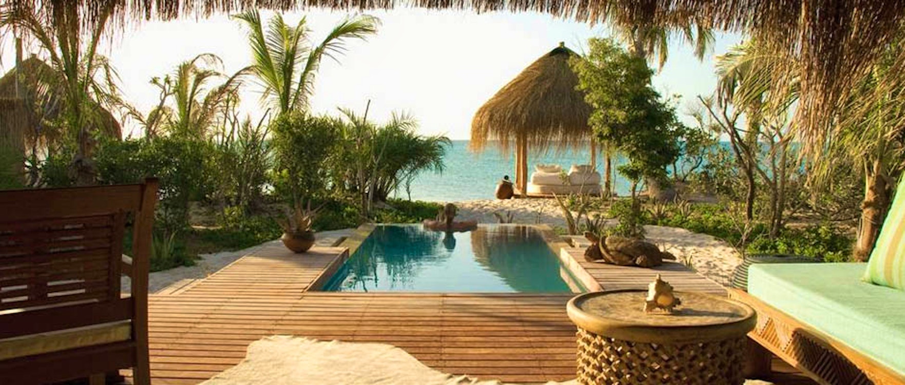 Beach villa decked pool at Azura Benguerra, Mozambique 