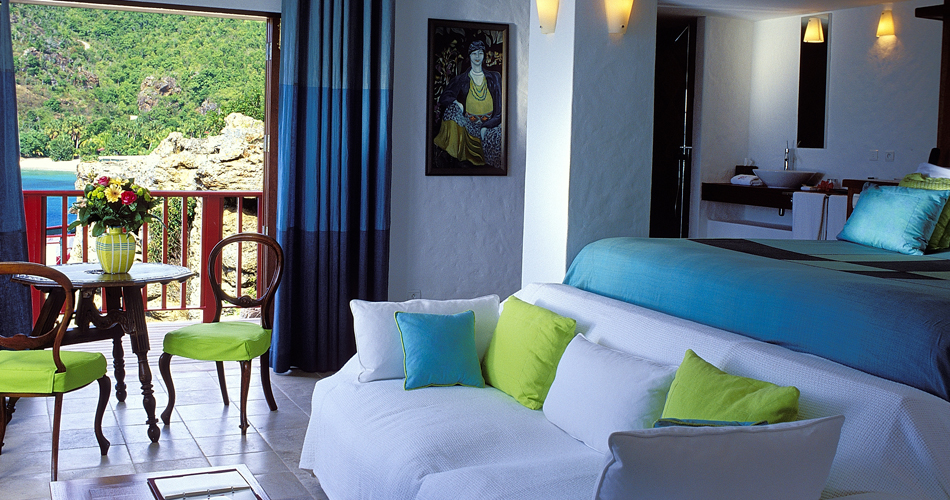Bedroom with ocean view at Eden Rock, St Barths
