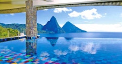 Infinity pool looking out over the mountains at Jade Mountain, St Lucia