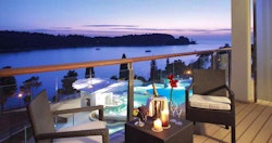 Private Balcony in the Evening at Hotel Monte Mulini, Croatia