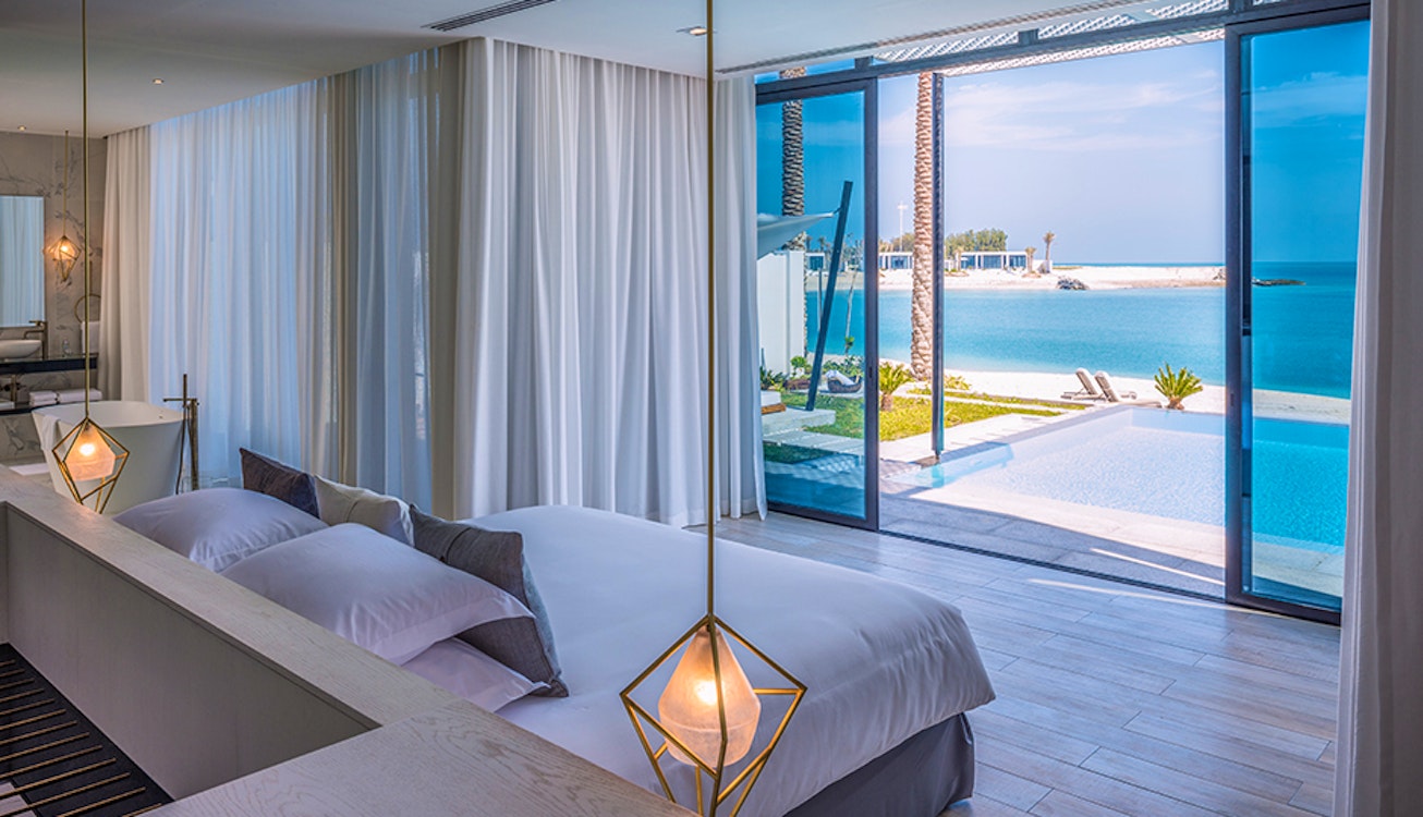 Beach Villa bedroom at Zaya Nurai Island 