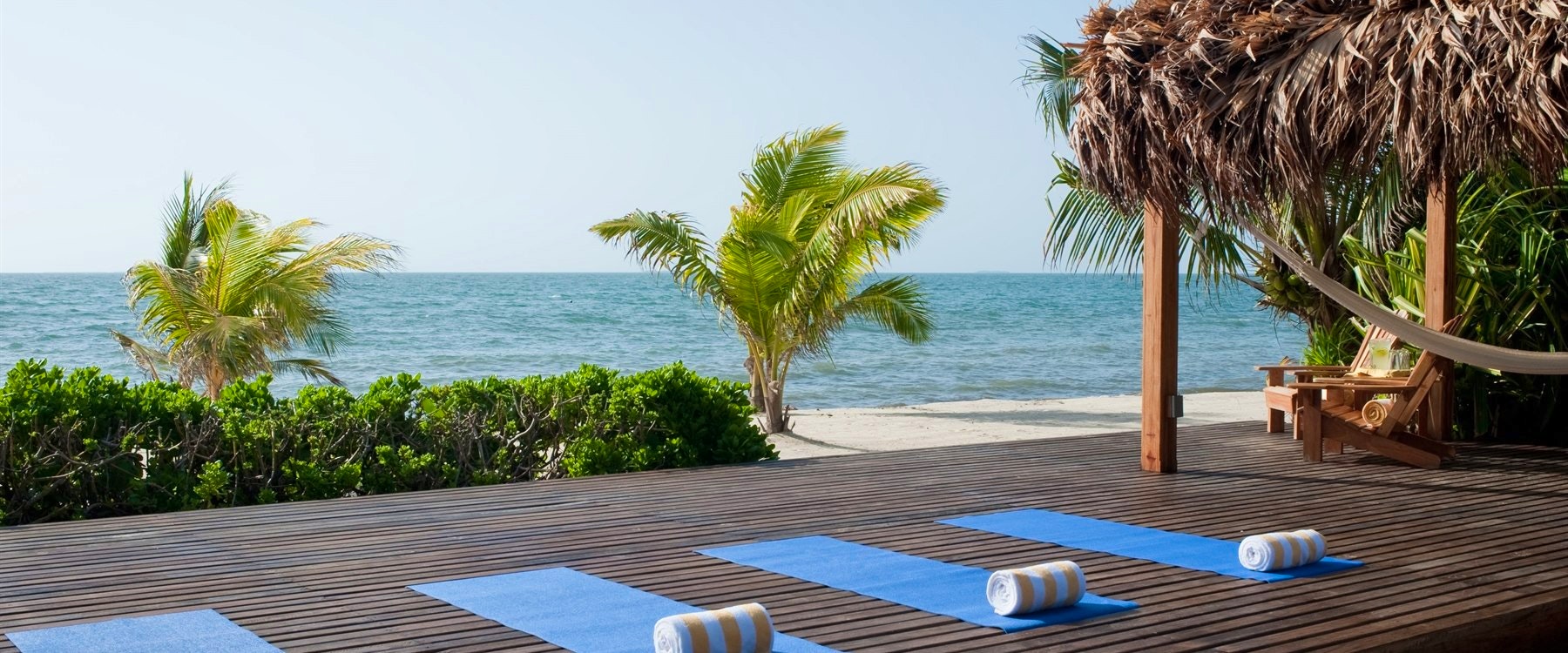 yoga next to the beach, Turtle Inn, Belize
