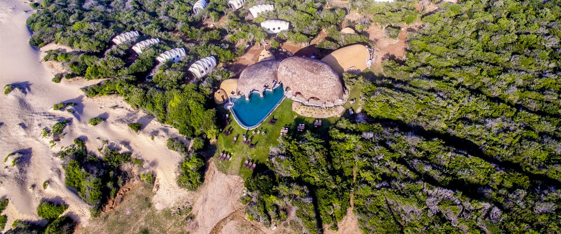 aerial view of Wild Coast Tented Lodge, Yala National Park