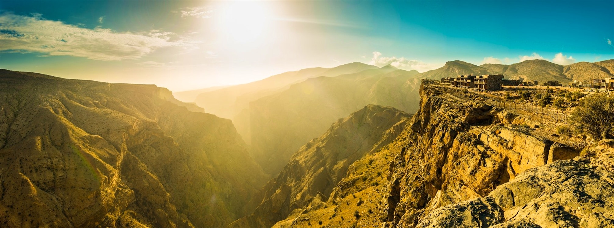 aerial view of mountains at alila jabal akhdar