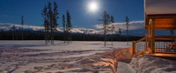 Sky and snow at Alpine Chalet Arnika at Northern Lights Resort & Spa, Yukon