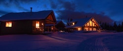 Alpine Chalet Arnika at Northern Lights Resort & Spa at night