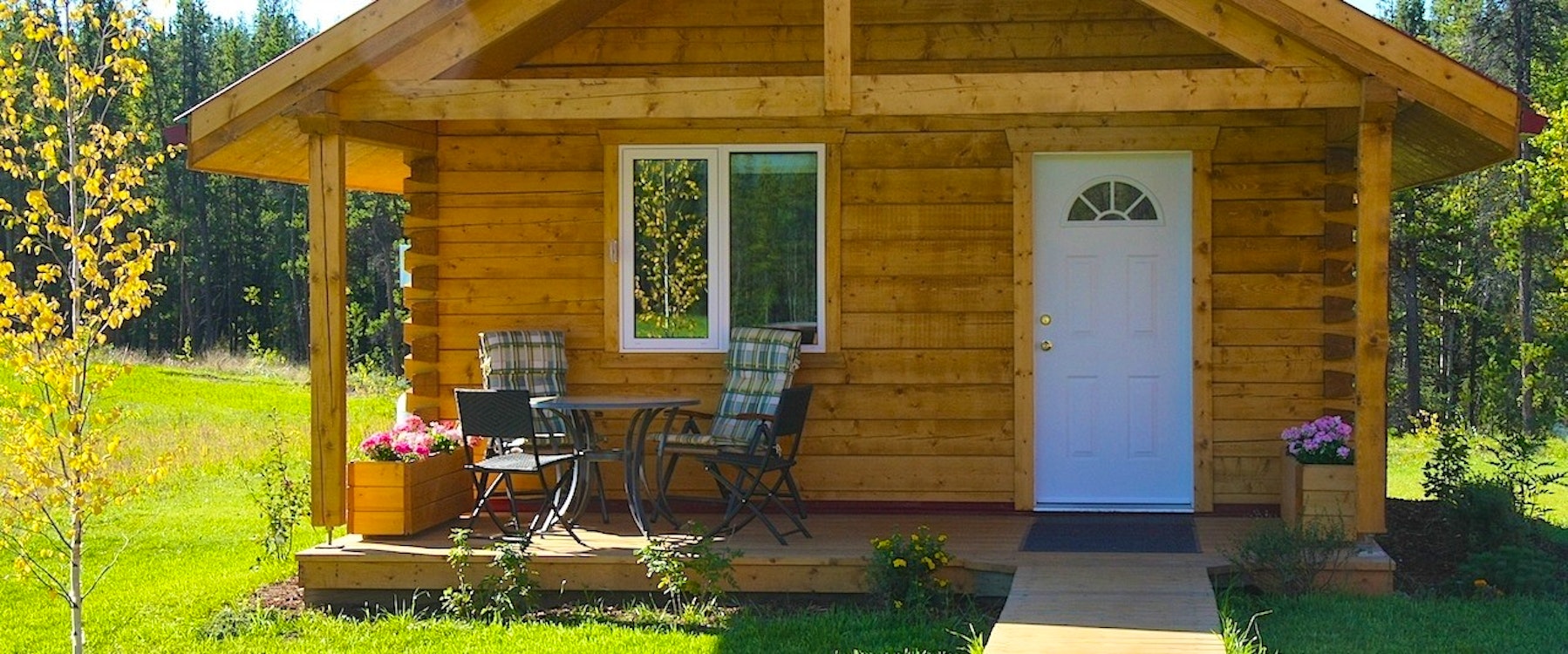 Entrance to Alpine Chalet Lupine at Northern Lights Resort & Spa, Yukon