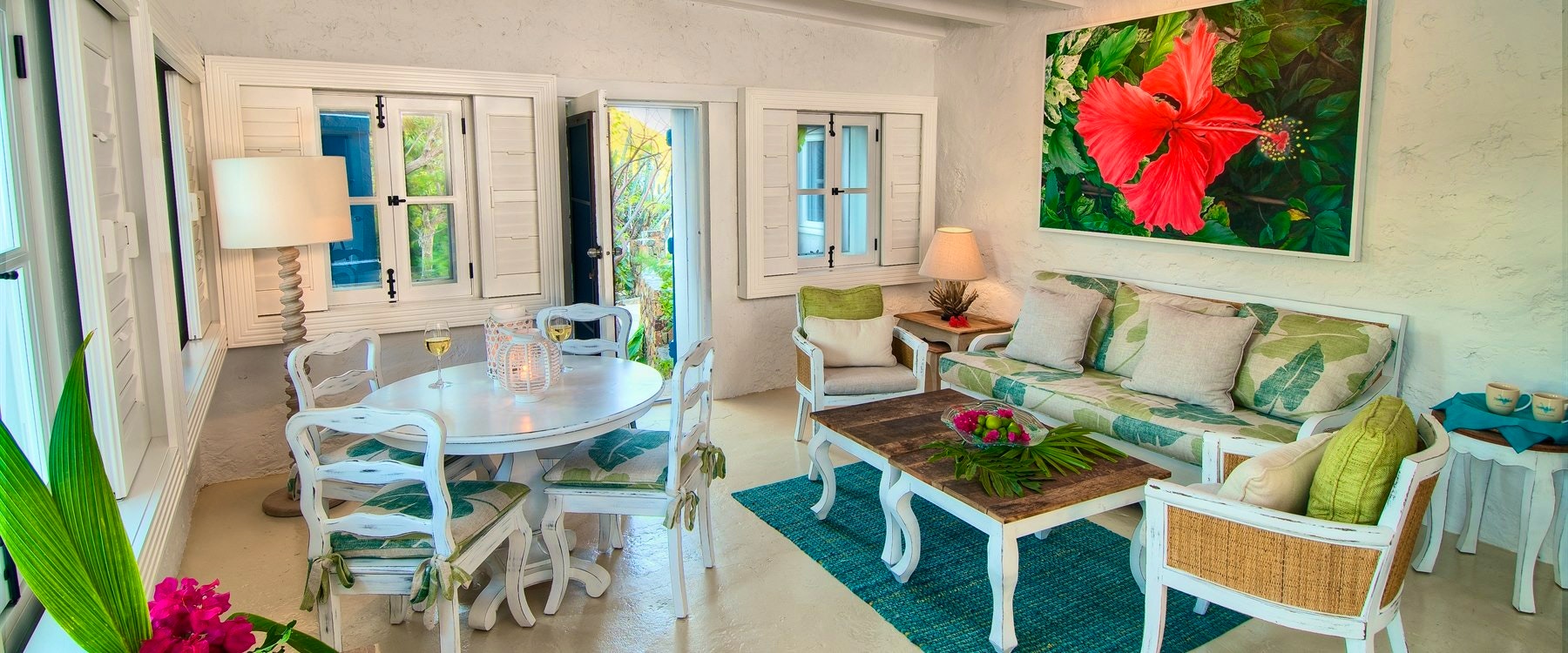 Living room area in 3 Bedroom Villa at Guana Island, British Virgin Islands