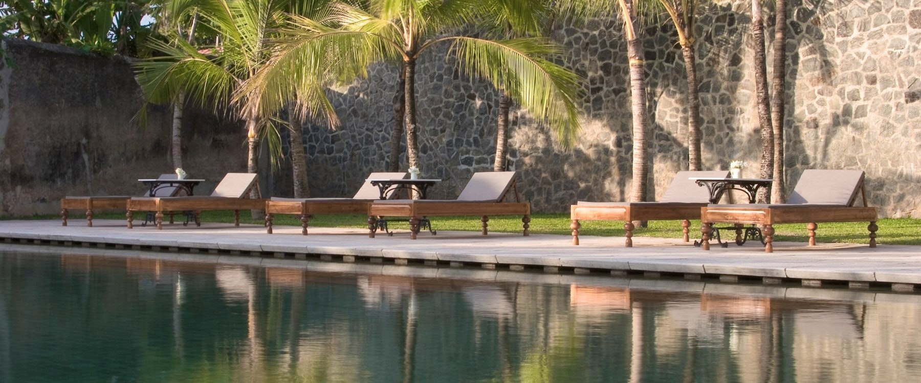 Sun loungers at Amangalla, Sri Lanka