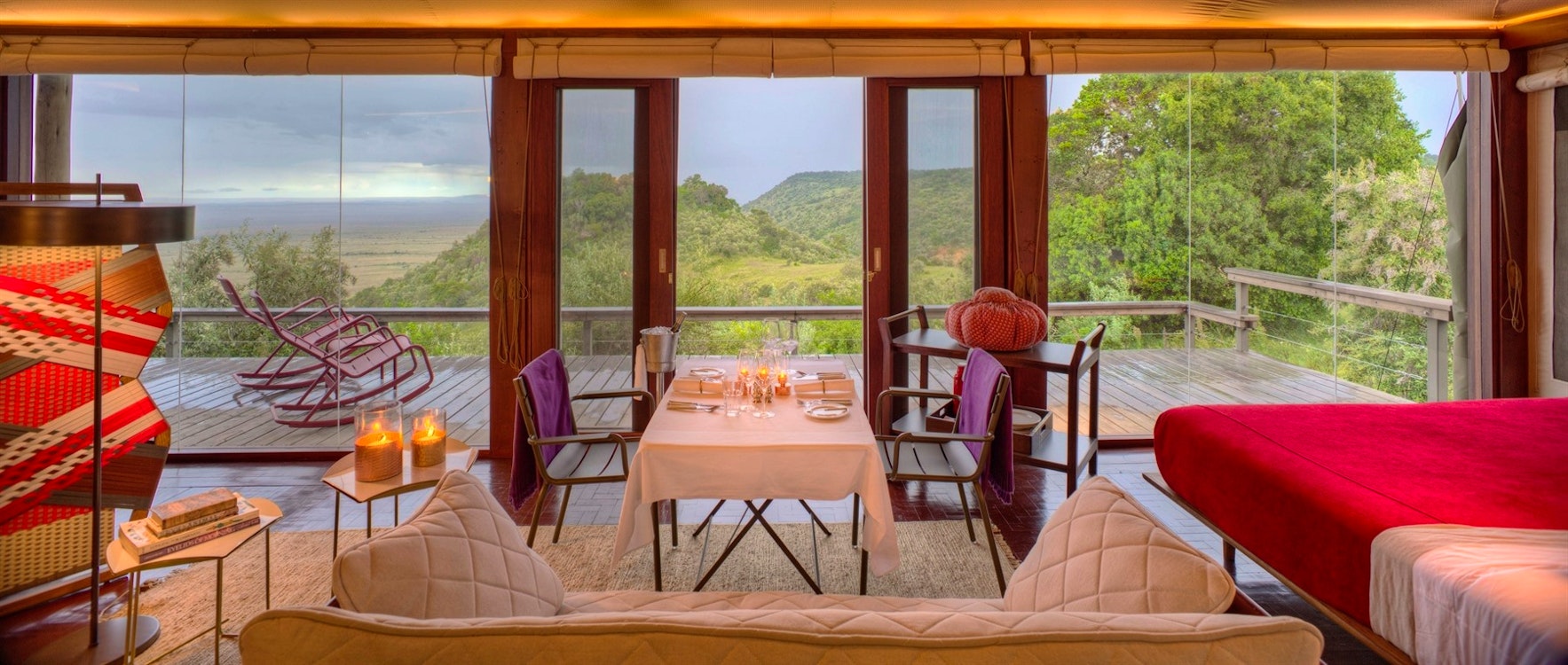 Dining in Suites at Angama Mara, Masai Mara, Kenya, Africa  