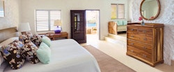 Sea view bedroom at Tennis courts at Guana Island, British Virgin Islands