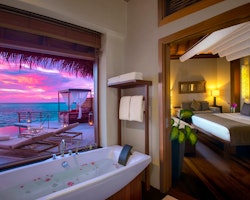 Water Pool Villa at twilight, Baros, Maldives