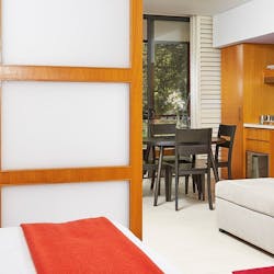 Bed kitchen living, The Byron at Byron Resort and Spa, Australia