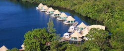 Aerial view of 4 Rivers Floating Lodge, Cambodia