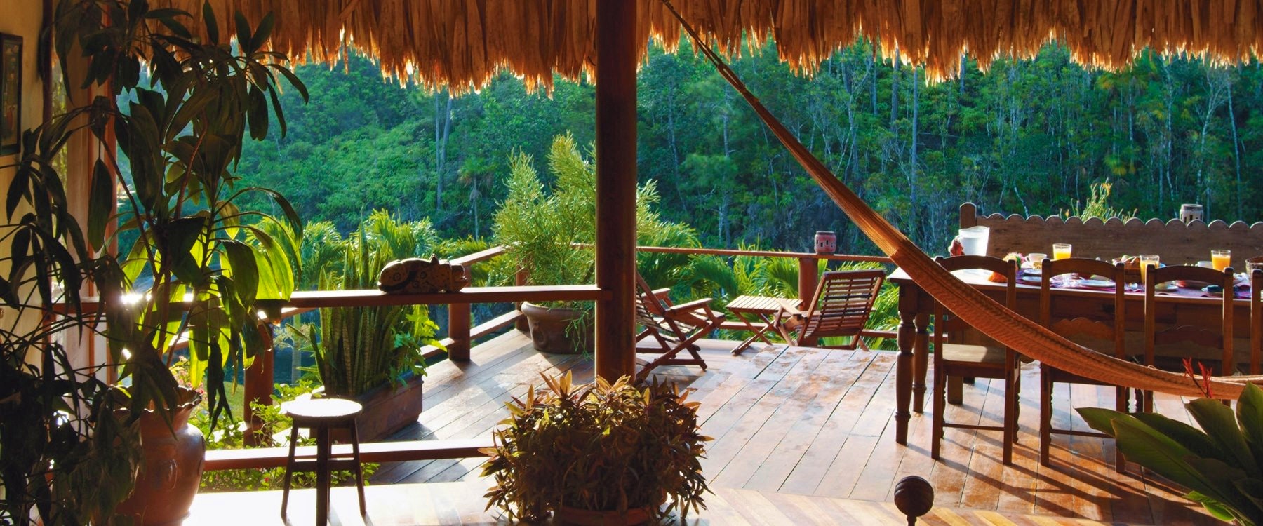 Terrace with beautiful view, Blancaneaux Lodge, Belize