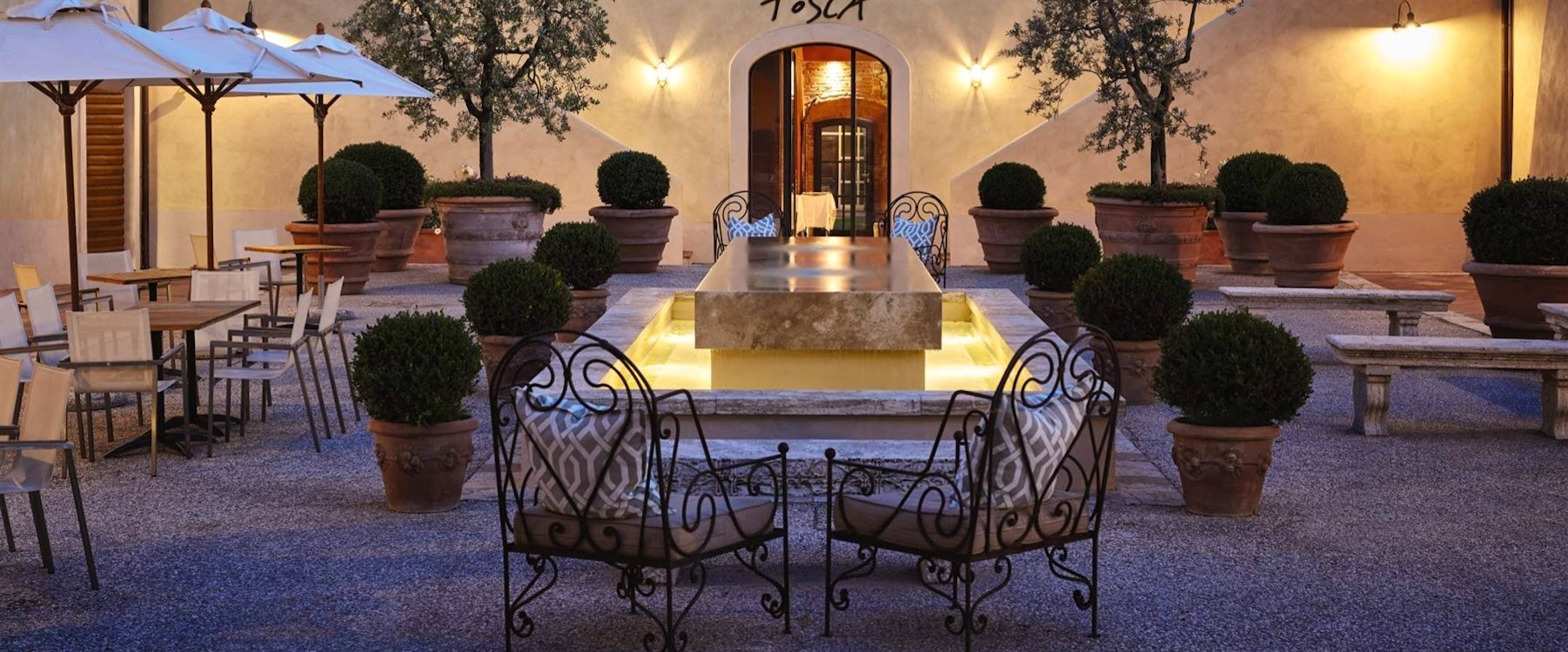 Tosca Courtyard at Castello di Casole, A Belmond Hotel, Tuscany, Italy