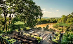Dining overlooking the river, Four Seasons Tented Camp Golden Triangle, Thailand