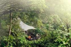 Treetop terrace, Four Seasons Tented Camp Golden Triangle, Thailand