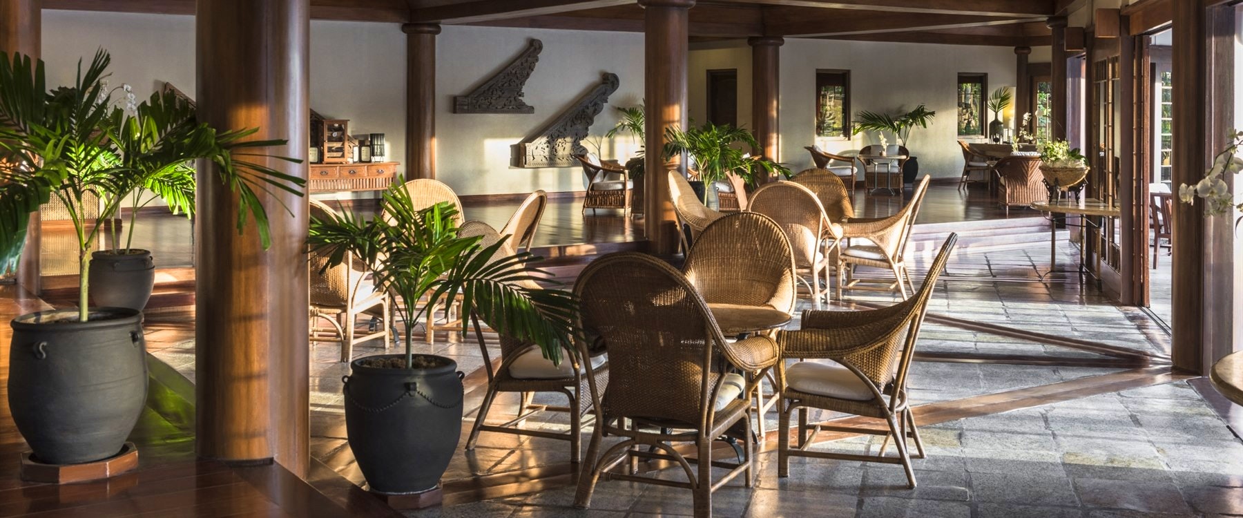 Clubhouse lobby at Amanpulo, Palawan