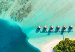 Aerial of Water Villas at Conrad Maldives Rangali Island