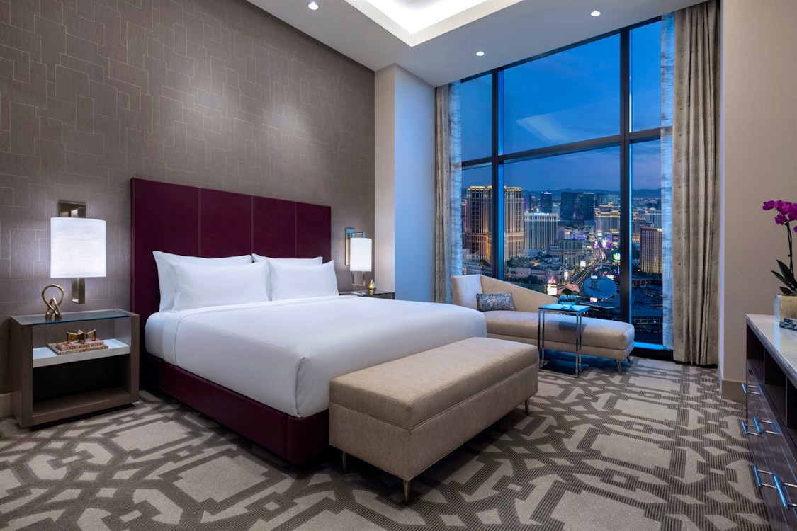 strip view one-bedroom suite at crockfords las vegas