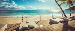 Deck sunloungers, Carana Beach Hotel