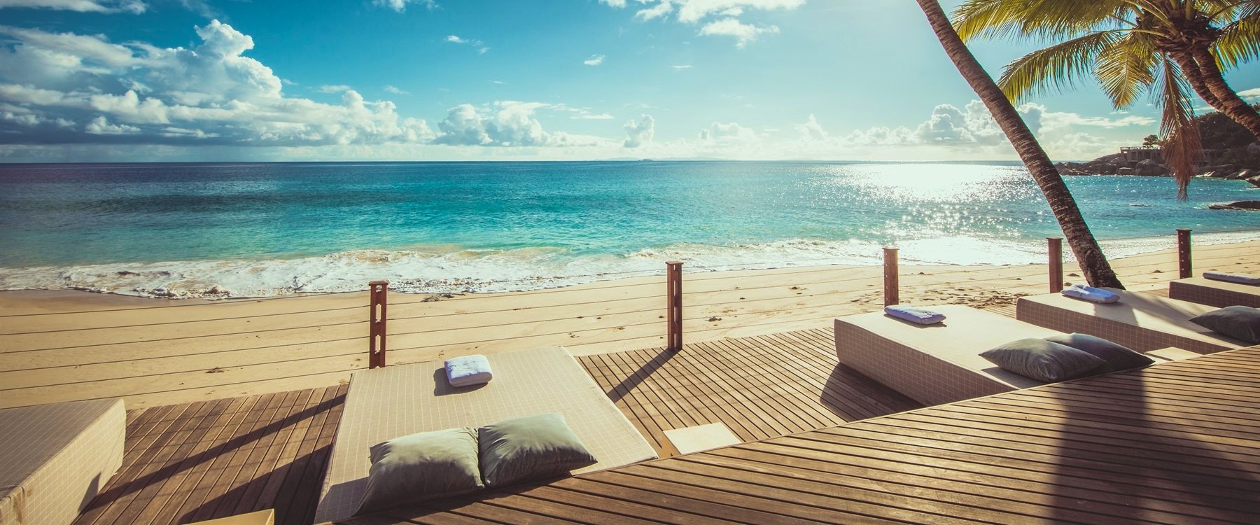 Deck sunloungers, Carana Beach Hotel