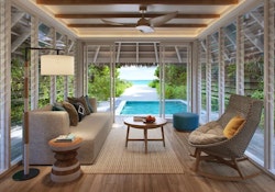 Six Senses Kanuhura Deluxe Beach Villa with Pool Outdoor Deck View