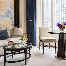 Deluxe Guestroom Living Area at Peninsula Chicago