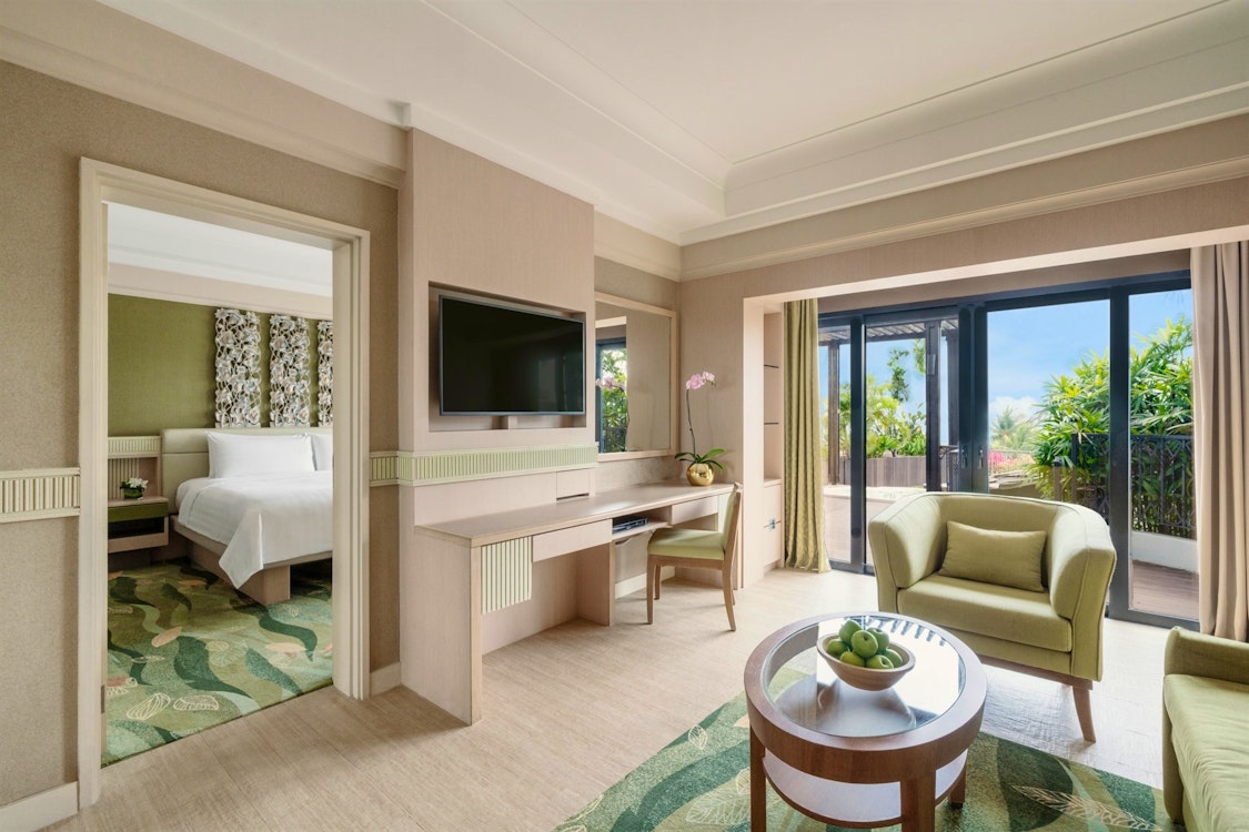Deluxe Sea View Suite living room at Shangri-La's Rasa Sentosa Resort & Spa