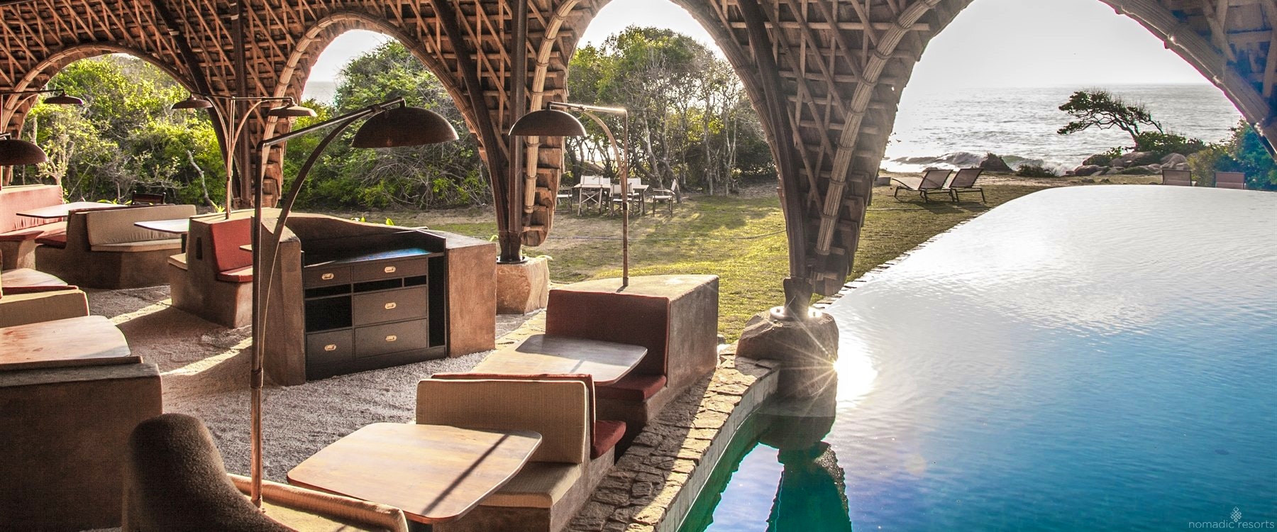 dining and pool area at Wild Coast Tented Lodge, Yala National Park