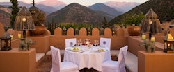 Dinner on Roof Terrace at Kasbah Tamadot, Marrakech, Morocco