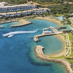 Aerial View of Elounda Peninsula All Suite Hotel, Crete, Greece