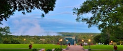 Landscape view of grounds at Victoria Falls Hotel, Zimbabwe 