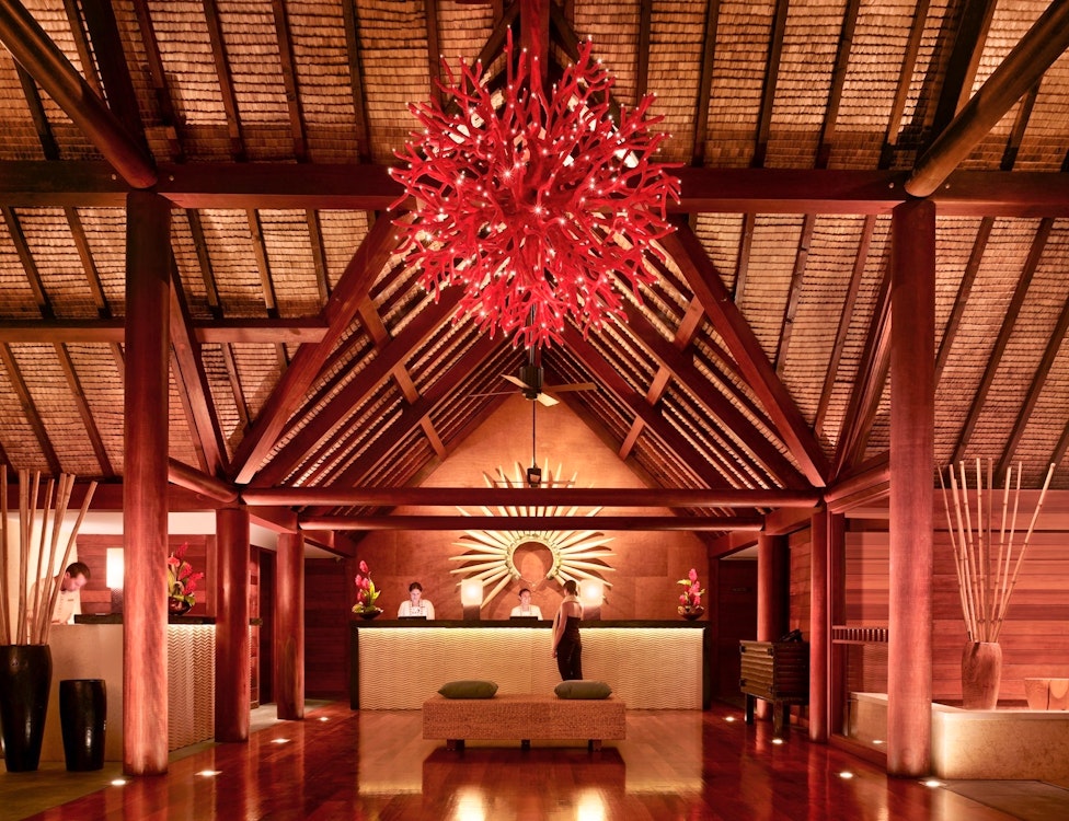 the lobby at four seasons resort bora bora
