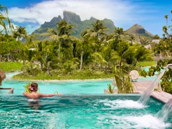 pool with a view at four seasons bora bora resort french polynesia