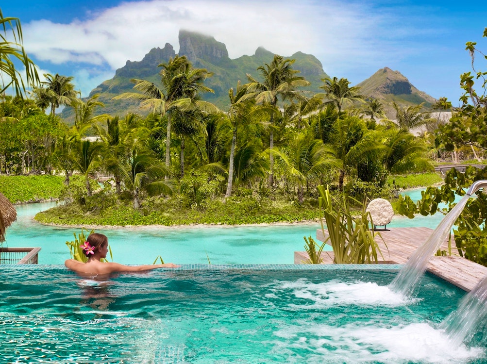 pool with a view at four seasons bora bora resort french polynesia 